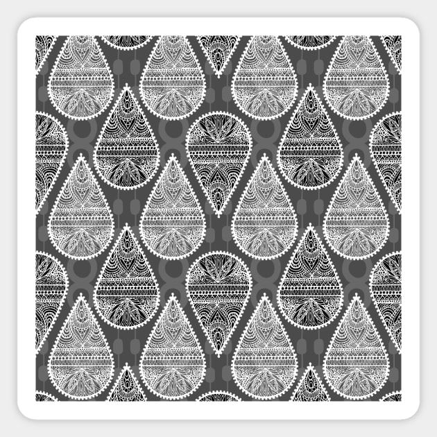 Teardrops boho pattern - Grey Sticker by MitaDreamDesign